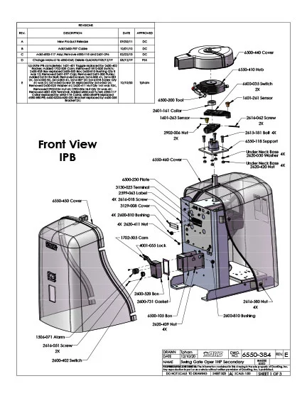 DKS Doorking 6550-384 Swing Gate Oper 1HP Secondary