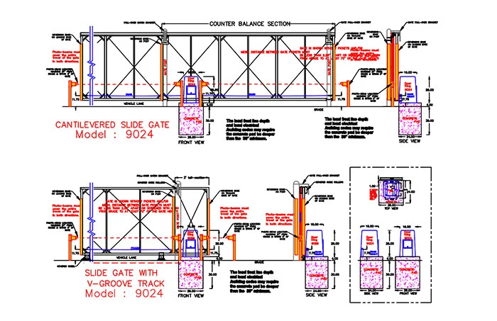 DKS Doorking 9024 Swing Gate 6 Loops Gate Operators CAD