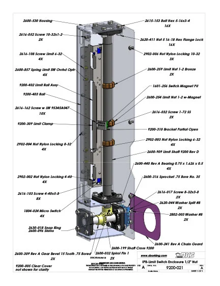 DKS Doorking 9200-021 Assy Drawing BOM 1-2in Nut