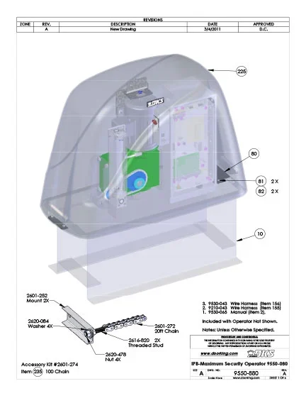 DKS Doorking 9550-080 Slider Operator Assy IPB