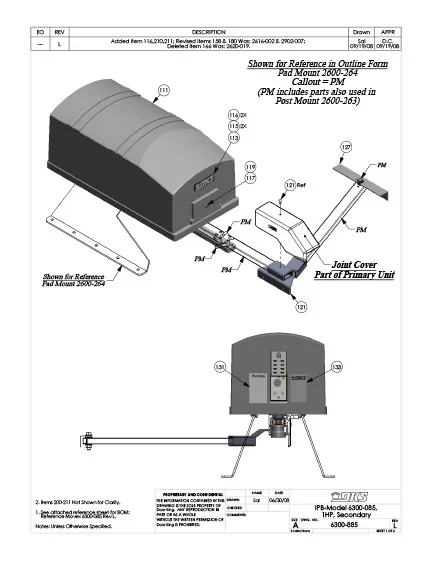 DKS Doorking IPB 6300-085-Rev-L-1HP-115V Secondary