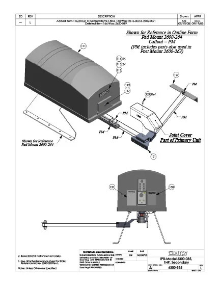 DKS Doorking IPB 6300-085-Rev-L-1HP-115V Secondary