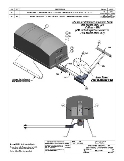 DKS Doorking IPB-6300-087-Rev-M-1HP Secondary Convenient Open