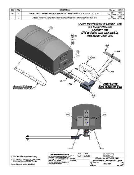 DKS Doorking IPB-6300-087-Rev-M-1HP Secondary Convenient Open