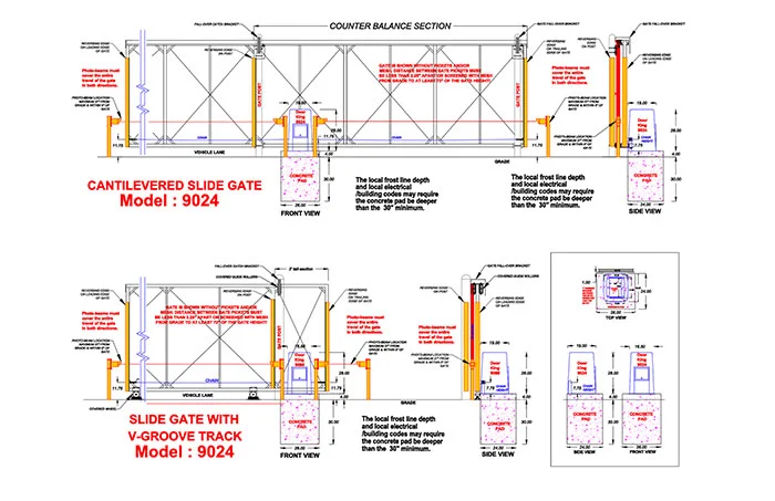 DKS Doorking Slide Gate Model 9024 with 4ft Loops