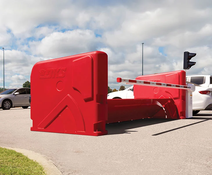 DKS 1625 surface mount wedge barrier system for traffic control