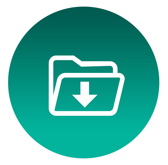 Green circular icon with a white download folder symbol, representing locally installed Windows-based programming software.