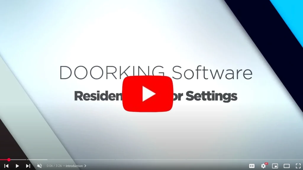 DoorKing Remote Account Manager Software tutorial video thumbnail for programming resident elevator settings