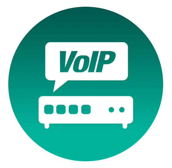 VoIP Internet Connection icon featuring a router with signal bars, representing a digital phone line option.