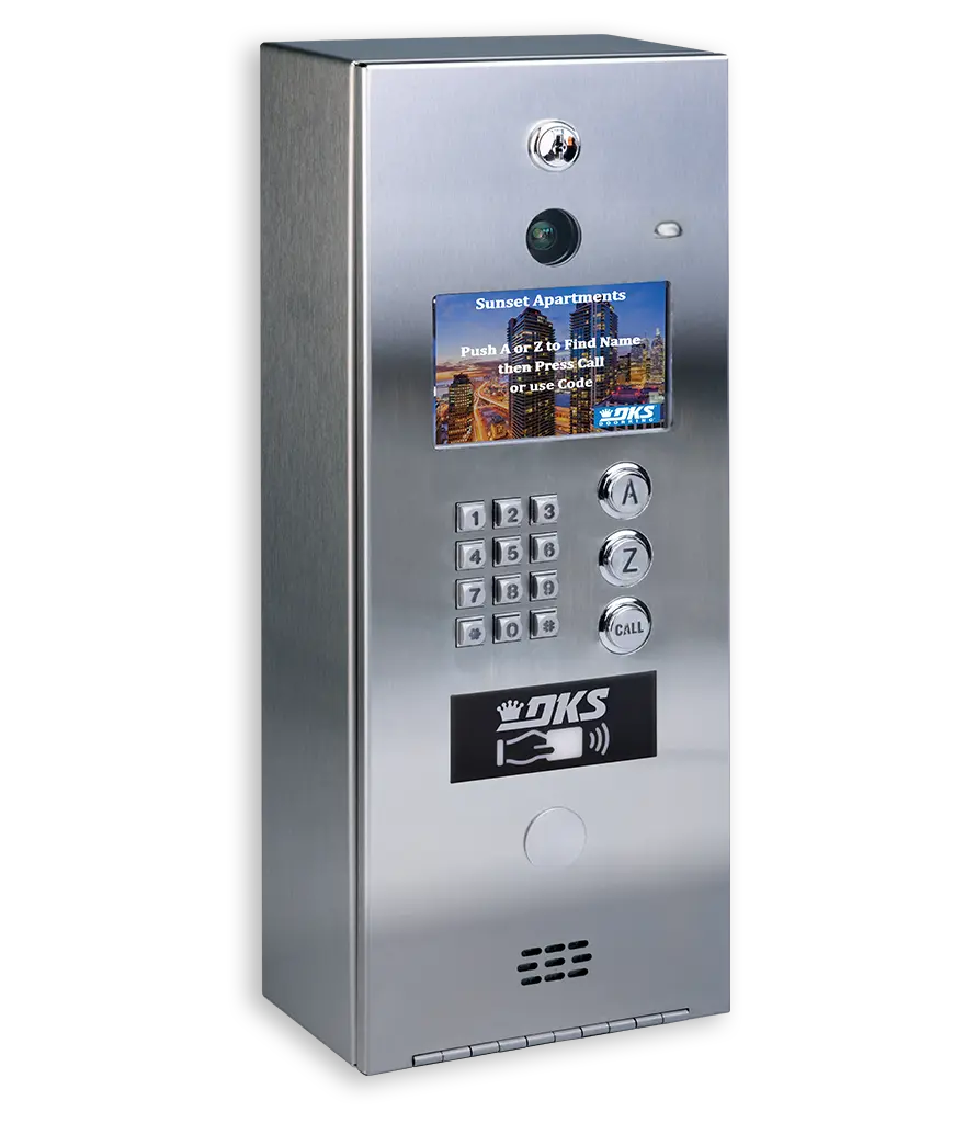 DKS 2132 eVolve video entry system with color display, keypad, and built-in camera