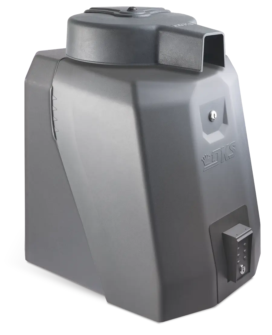 DKS eVolve 2160 swing gate operator with durable polycarbonate housing for residential and commercial gate automation