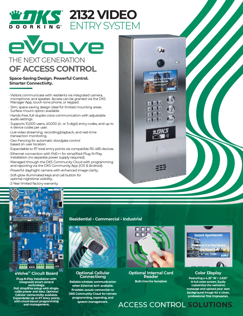 DKS 2132 eVolve video entry system product cutsheet thumbnail